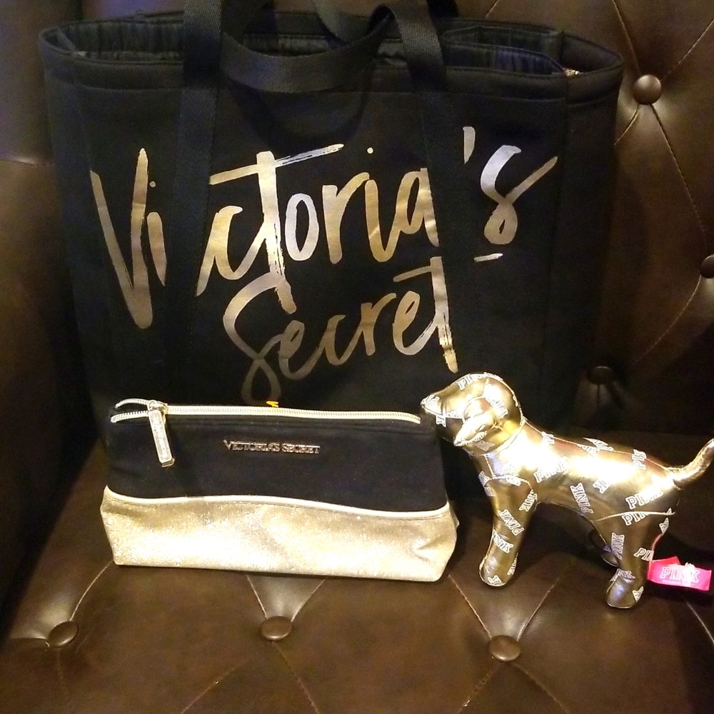 Victoria Secret Black & Gold Insulated Wine Tote